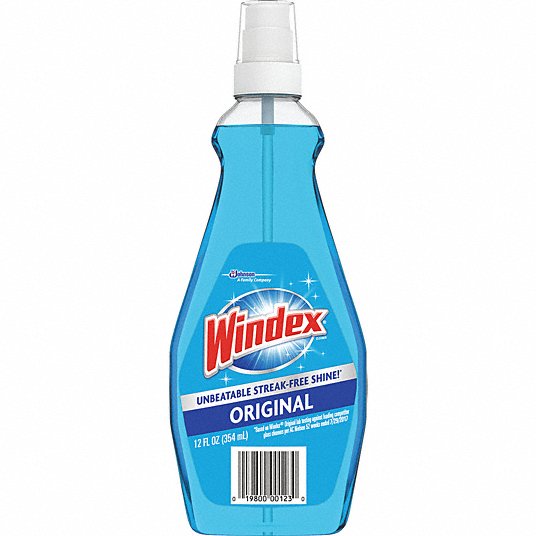 Glass Cleaner: Liquid, Pump Spray Bottle, 12 oz, Unscented, 12 PK