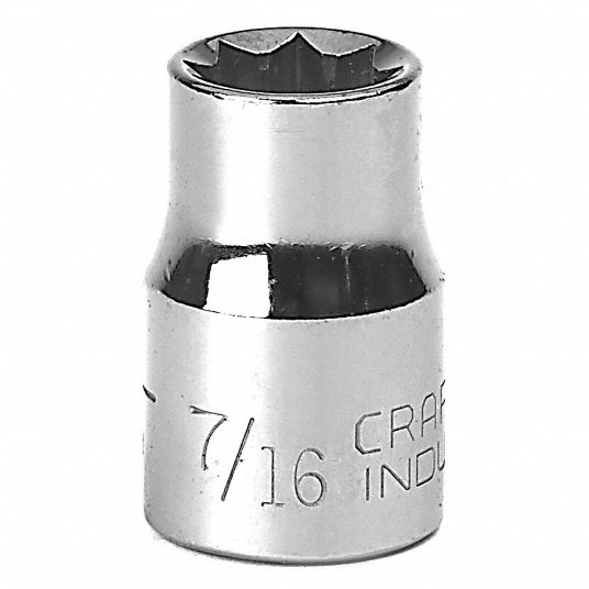 Socket, 1/2 in Drive Size, Alloy Steel, Chrome Finish - Grainger