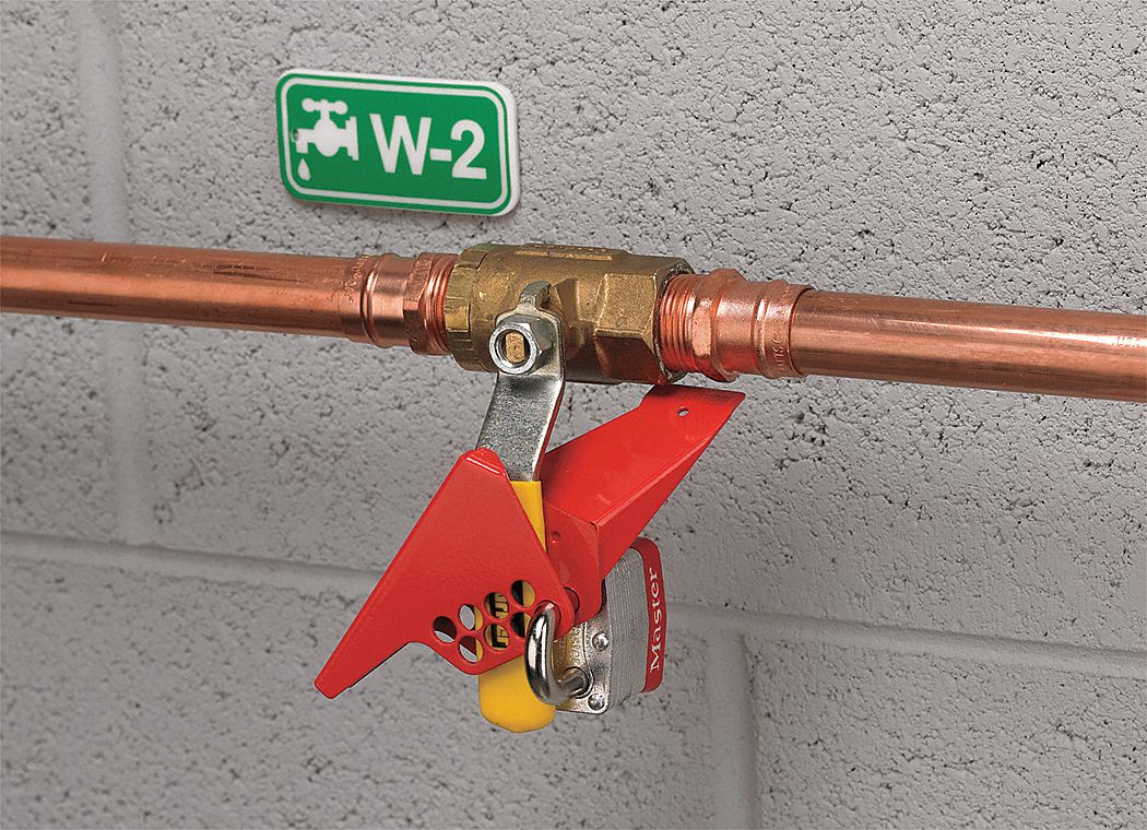 MASTER LOCK Ball Valve Lockout, Metal, Red 20JE33S3476 Grainger