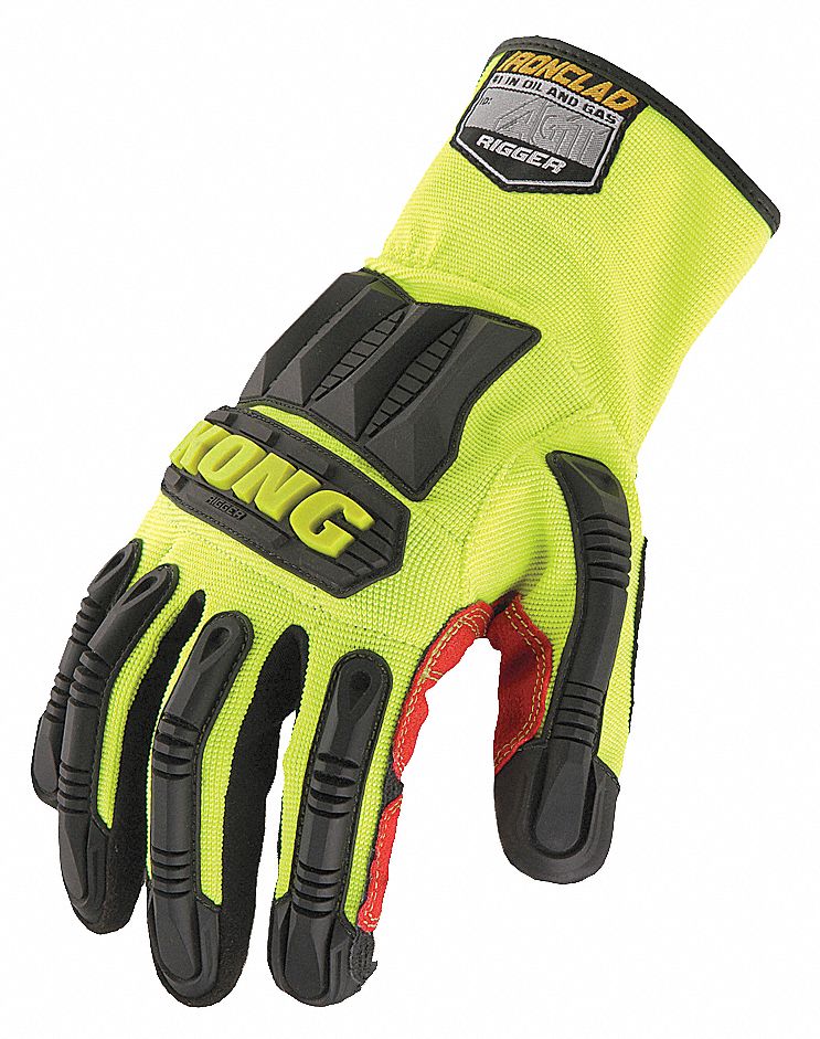 Mechanics Gloves: M ( 8 ), Riggers Glove, Synthetic Leather, ANSI Cut Level A2, Palm Side, 1 PR