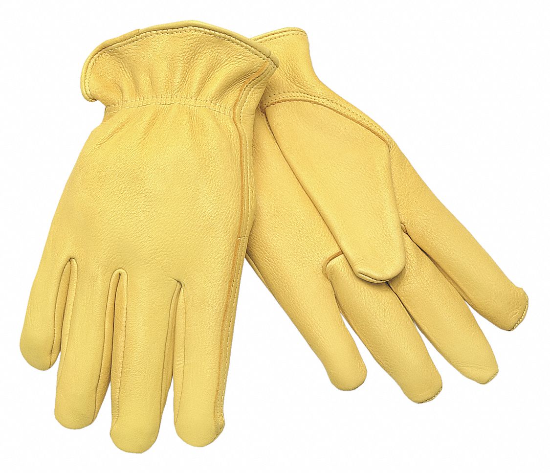 Mcr Safety Leather Gloves Xl 10 Deerskin Premium Glove Full Finger Unlined Yellow 1 Pr jf06 3500xl Grainger