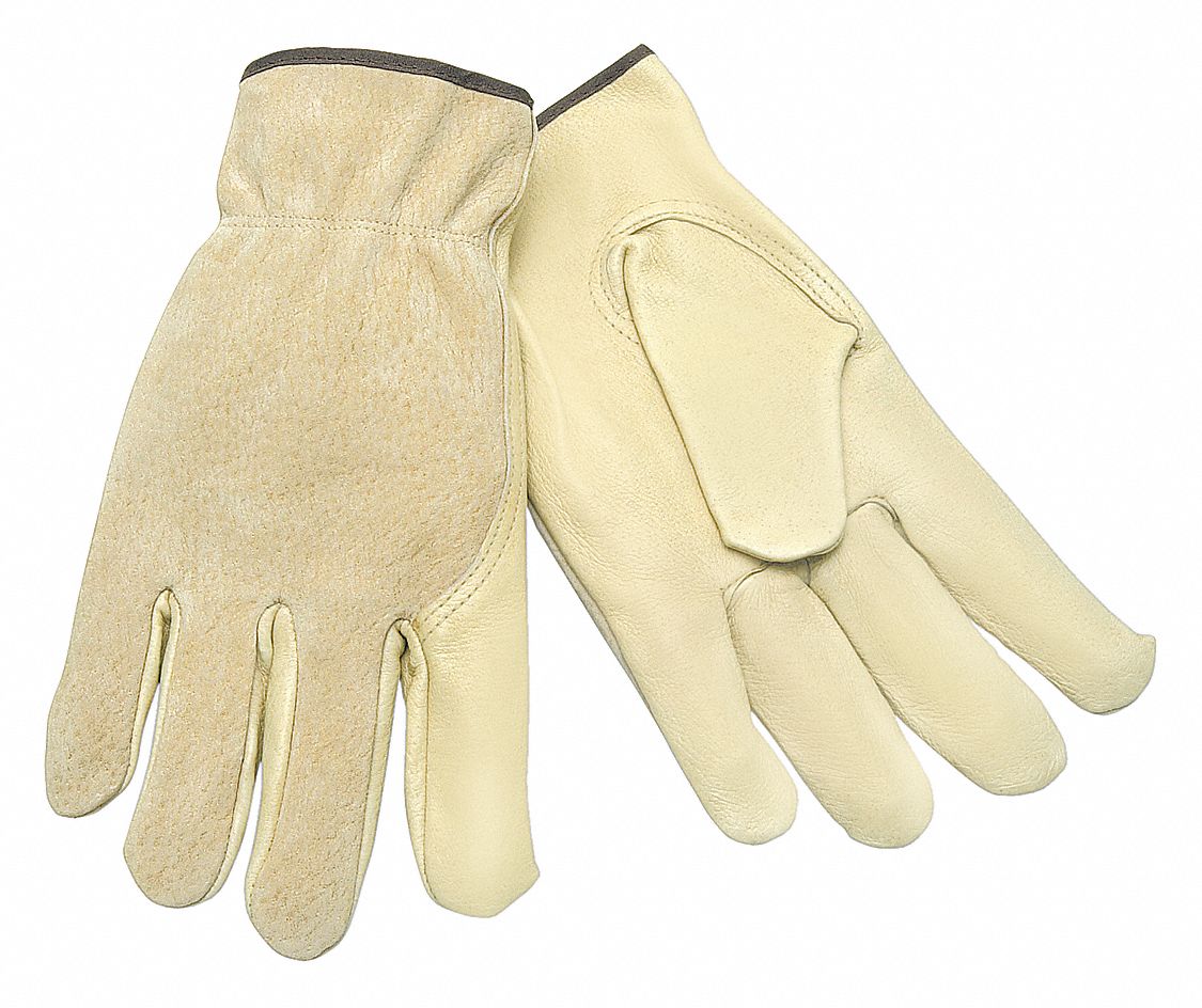 MCR SAFETY Leather Gloves XL ( 10 ), Pigskin, Std, Glove, Full Finger
