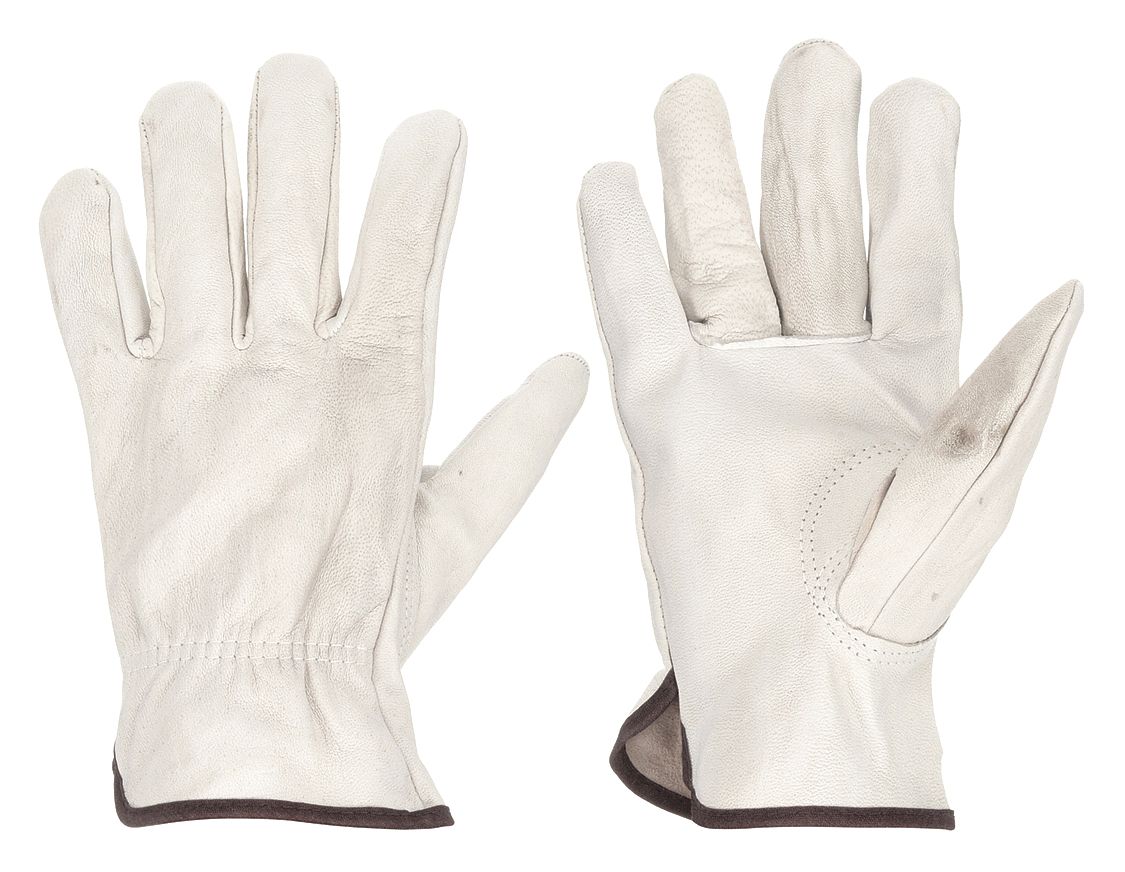 Leather Gloves: L ( 9 ), Goatskin, Std, Glove, Full Finger, Shirred Slip-On Cuff, 1 PR