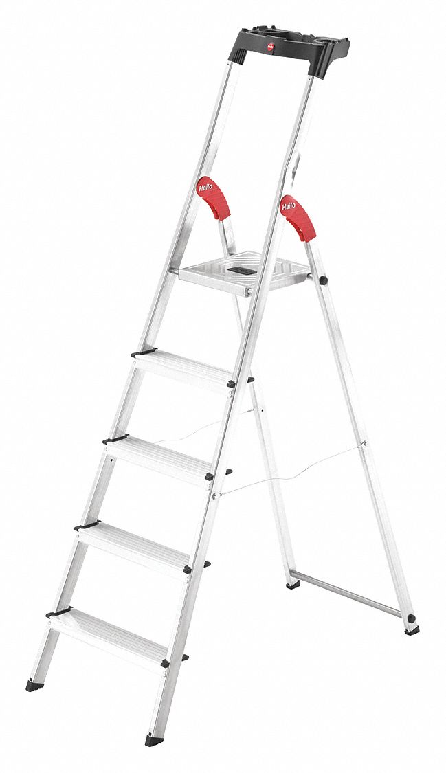 Platform Stepladder: 5 ft 1 in Ladder Ht, 3 ft 6 in Platform Ht, 330 lb Load Capacity