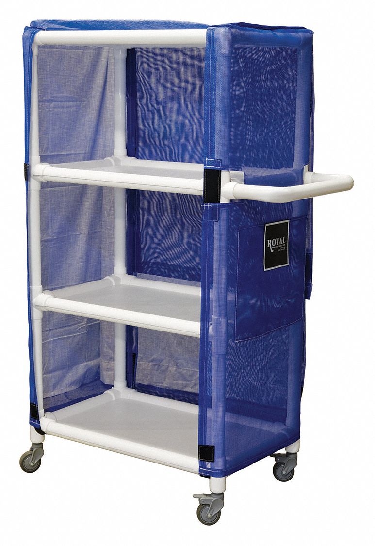 PVC LINEN CART,BLUE,450 LB.