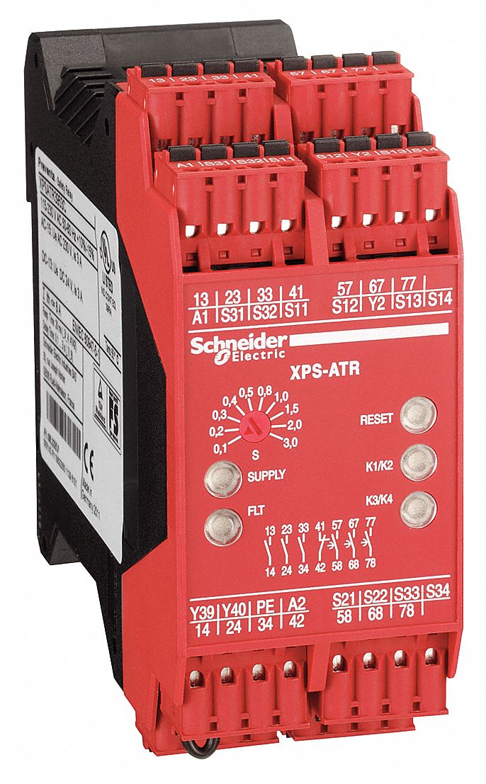 SCHNEIDER ELECTRIC Safety Monitoring Relay, 24V DC, 2.50A 300V, 1.50A 24V, 2.8 W, Number of