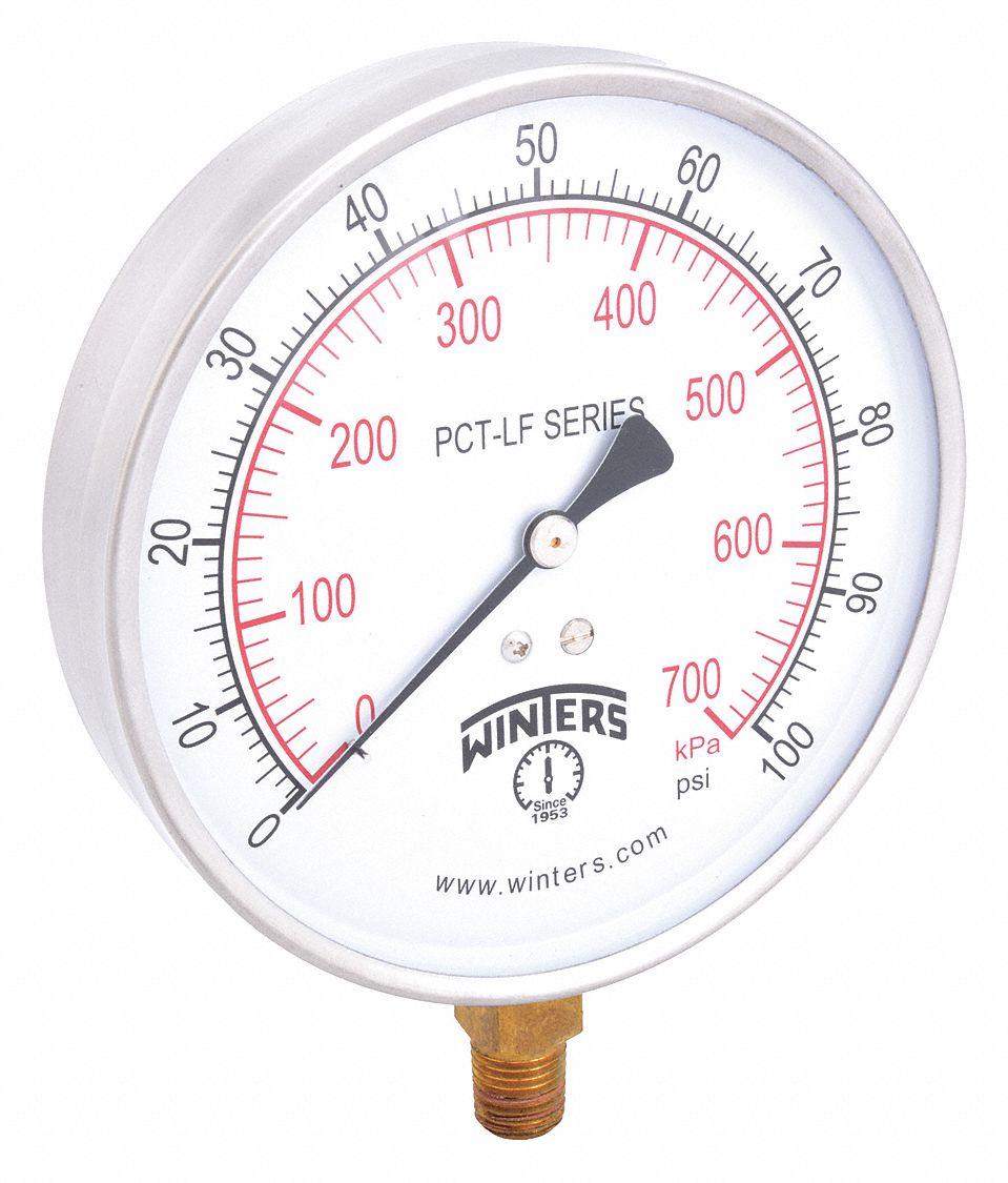 WINTERS, Pressure Gauge 20JN17PCT323LF Grainger
