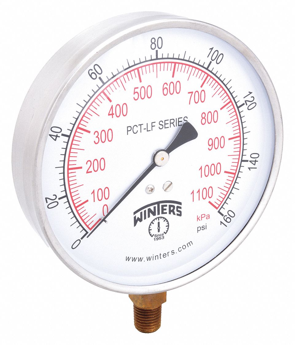 WINTERS, Pressure Gauge 20JN18PCT324LF Grainger