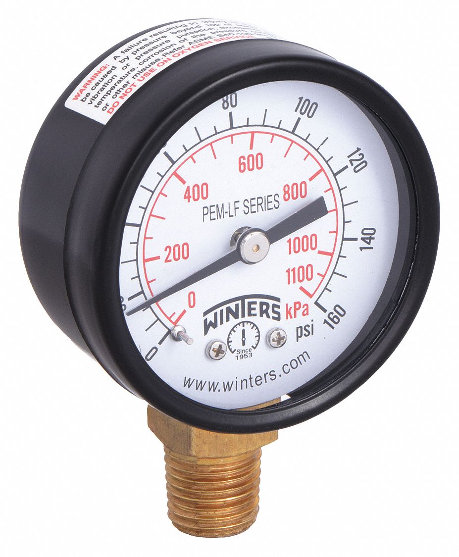 GAUGE,PRESSURE,0 TO 160 PSI,2 IN.