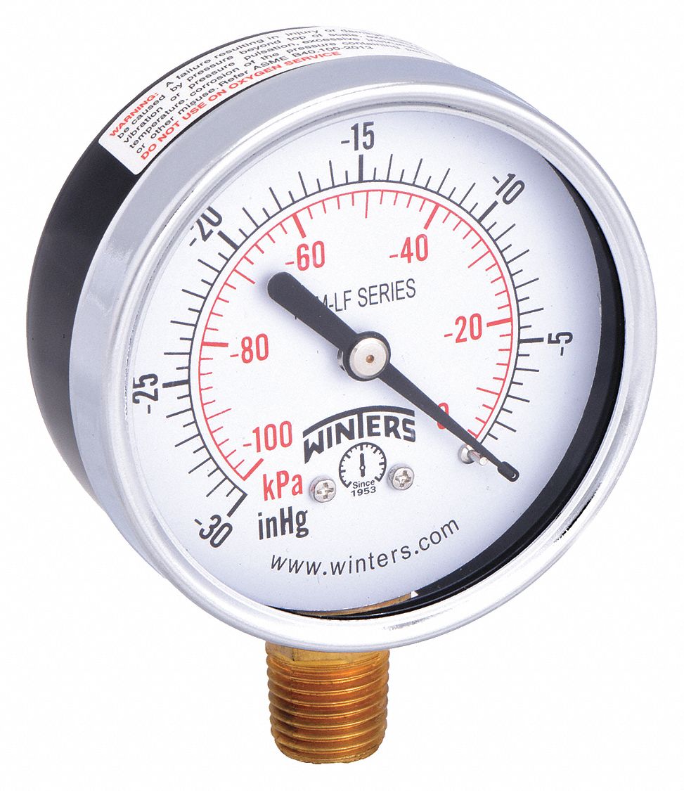 GAUGE,PRESSURE,30 IN HG VAC/KPA,2-1/2 IN