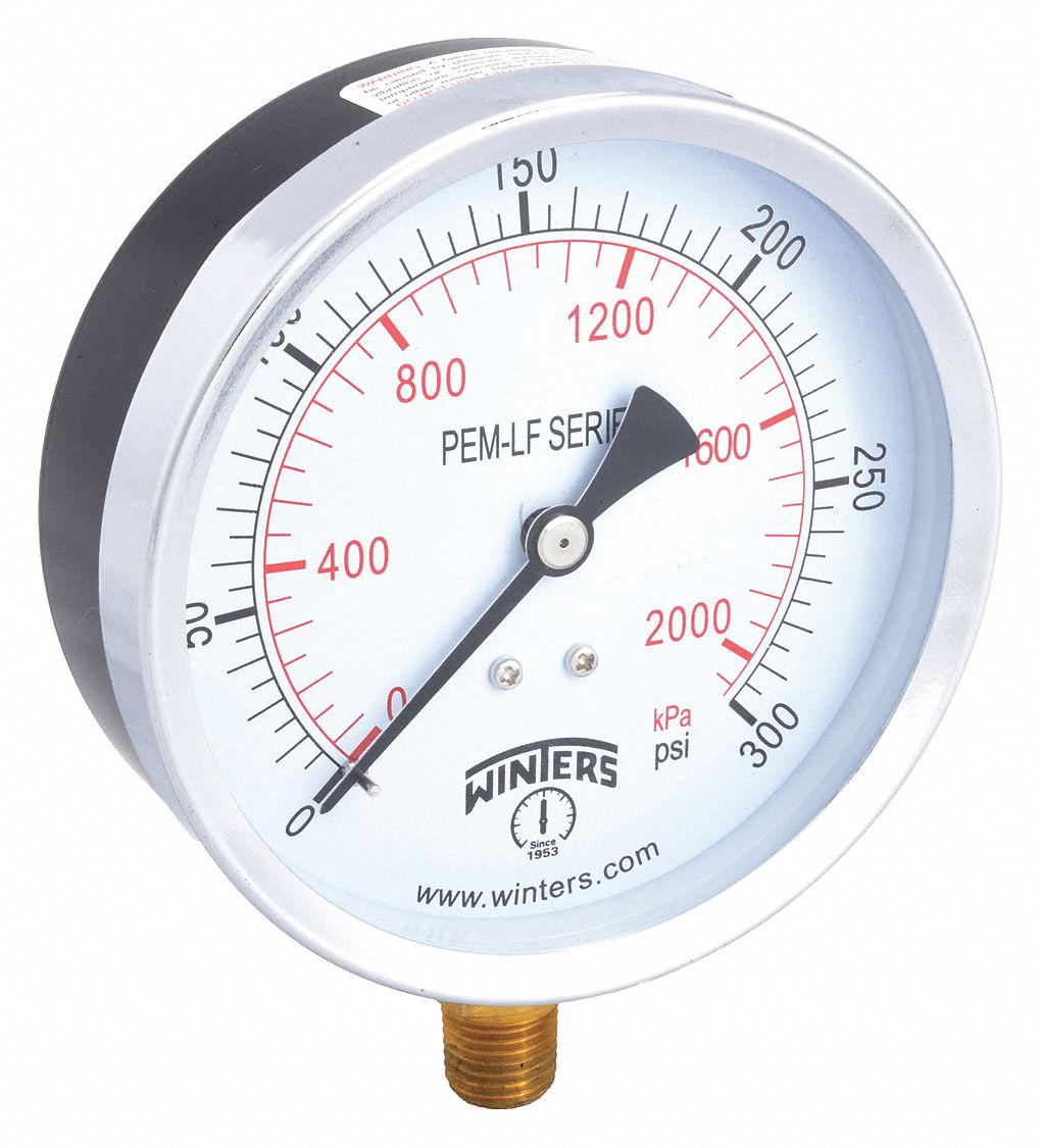 GAUGE,PRESSURE,0 TO 300 PSI,4 IN.