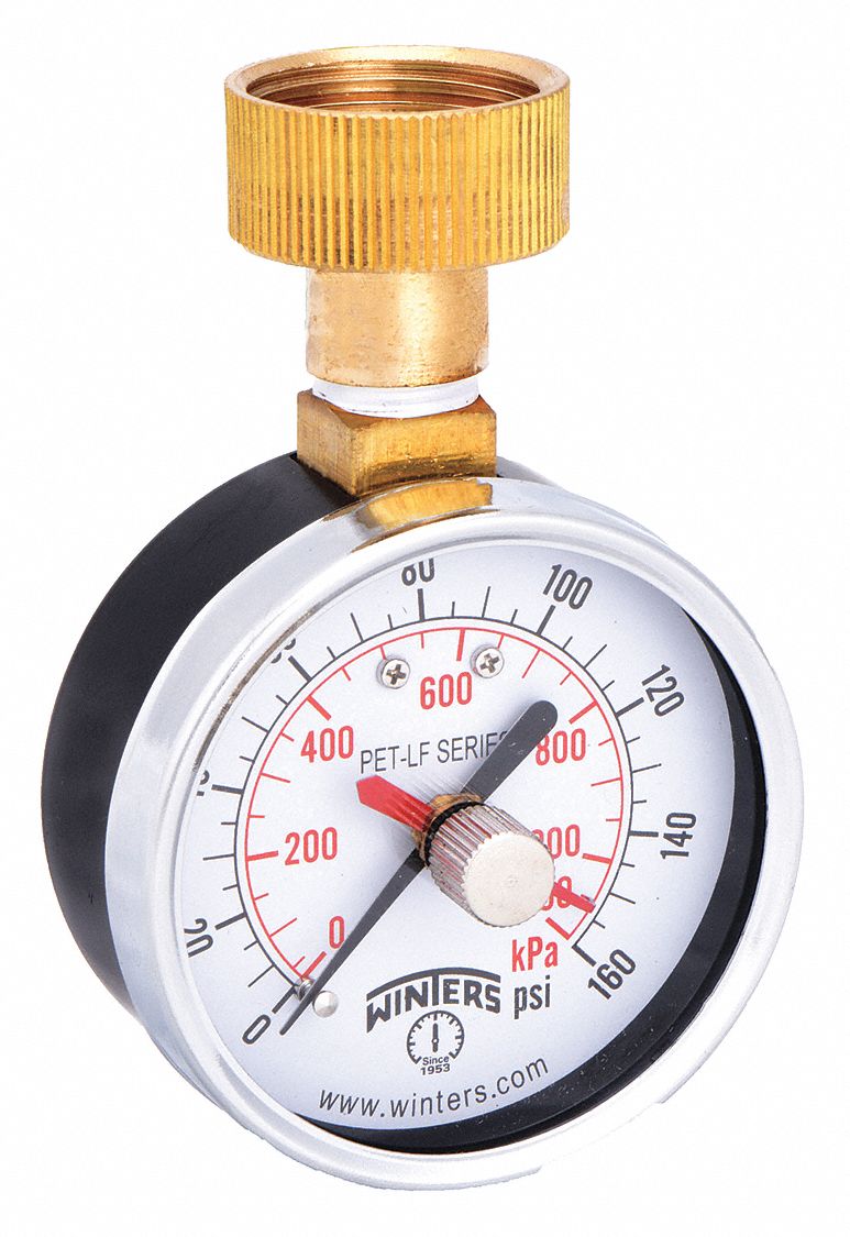 MAX POINTER TEST GAUGE,2.5 IN.,0-160 PSI