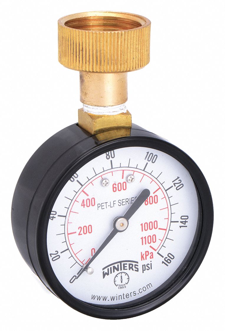 WATER TEST GAUGE, 2.5 IN.,0 TO 160 PSI