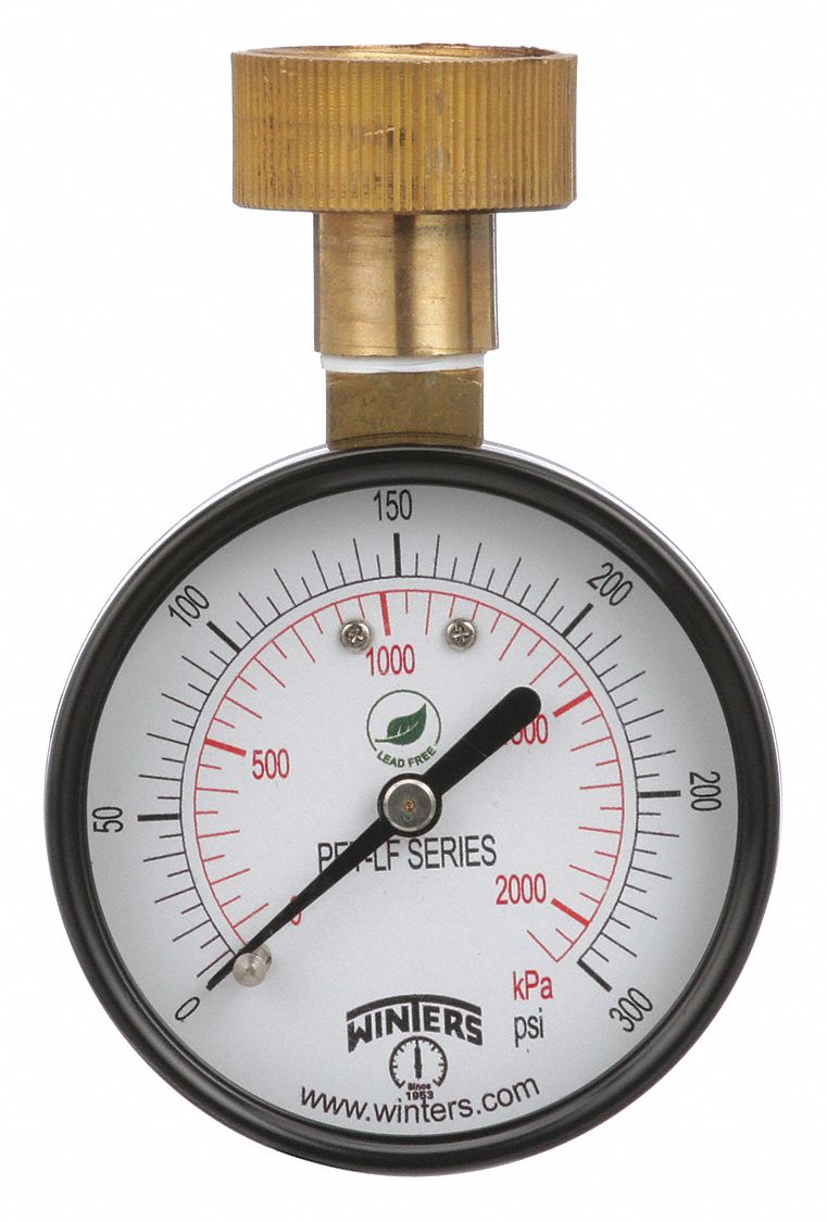 WATER TEST GAUGE, 2.5 IN.,0 TO 300 PSI