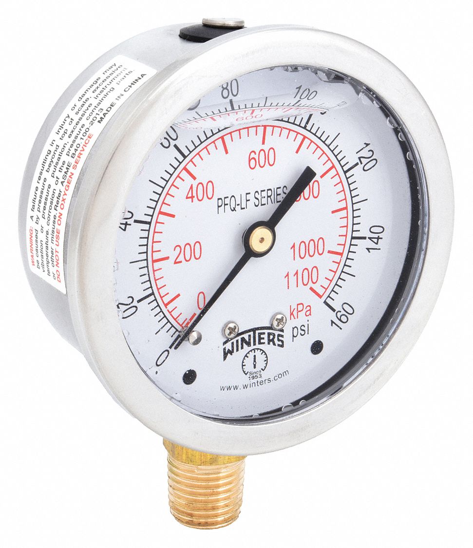 Measureman 2-1/2 Dial Size, Liquid Filled Pressure Gauge, 0-1000psi/7 –  Measureman Direct