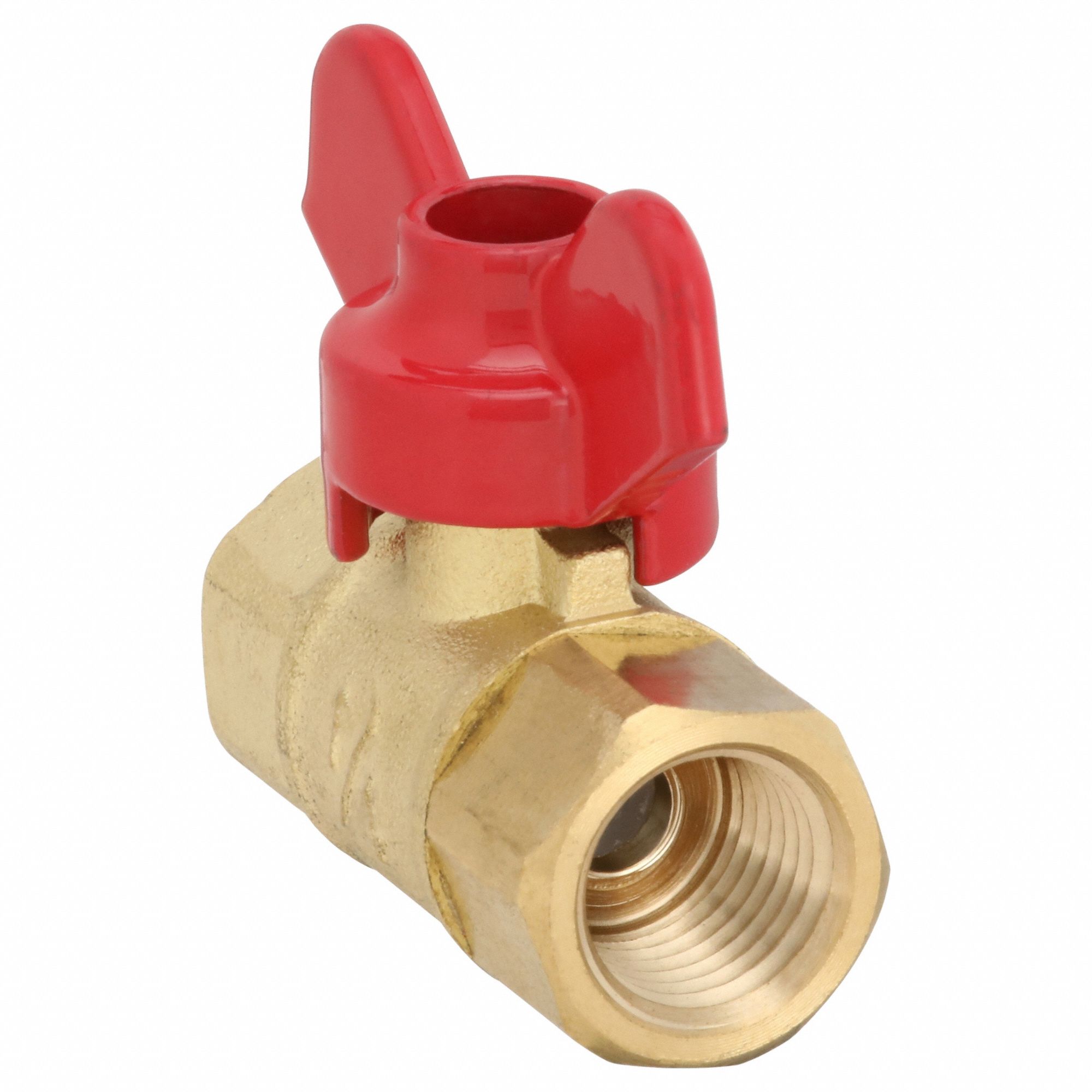Manual Two-Way Ball Valve: 1/4 in, Brass, Straight, FNPT x FNPT, 400 psi Max. Pressure (CWP)