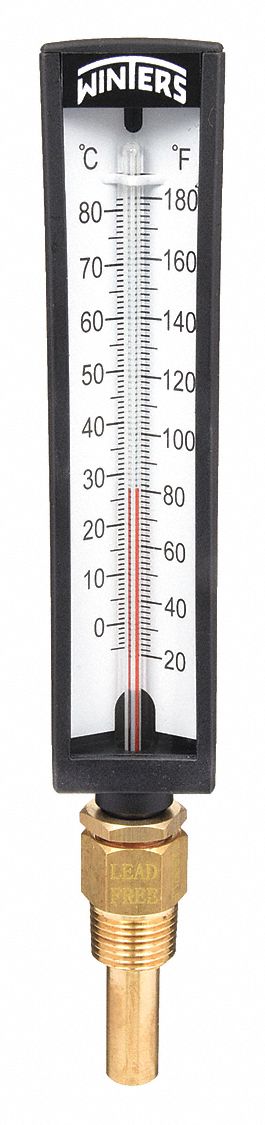 THERMOMETER,ANALOG,20 TO 80 DEG,1/2IN