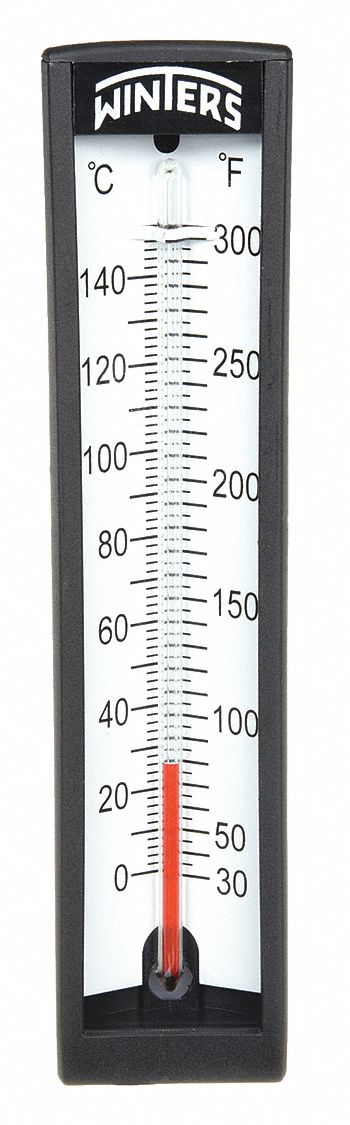 INDUSTRIAL GLASS THERMOMETER, +/-2% ACCURACY, 115 ° C MAXIMUM TEMPERATURE, 240 ° F MAXIMUM TEMPERATURE, 0 ° C MIN TEMP