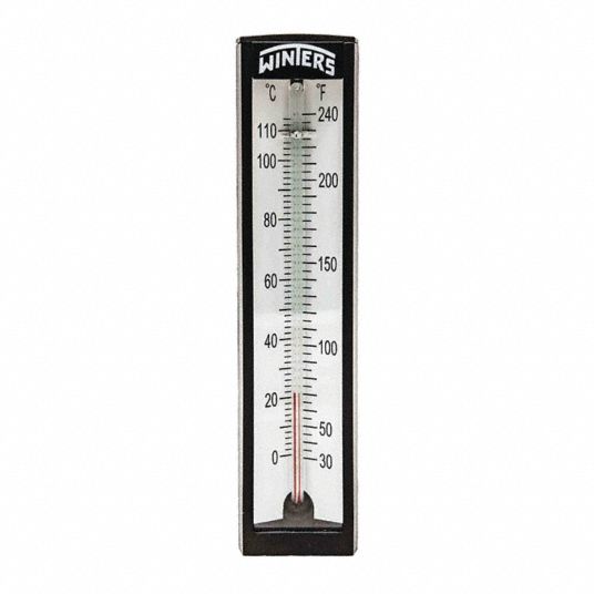 WINTERS Industrial Glass Thermometer LeadFree Glass Thermometer Assembly, 5.8 in Scale Lg, Adj