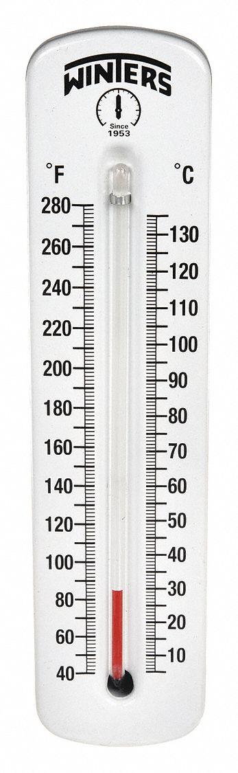 INDUSTRIAL GLASS THERMOMETER, +/-1% ACCURACY, 135 ° C MAXIMUM TEMPERATURE, 280 ° F MAXIMUM TEMPERATURE, 5 ° C MIN TEMP