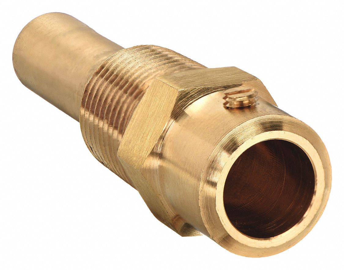 WINTERS Threaded Thermowell Brass, 1/2 in MNPT, For 33/64 in Stem Lg