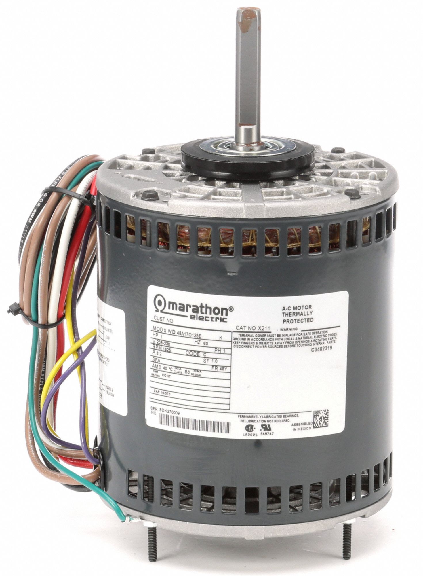 MARATHON MOTORS Direct Drive Blower Motor, 1 HP, Motor Application OEM