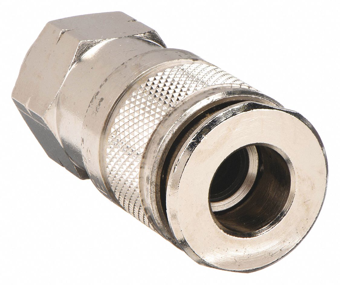 QUICK CONNECT HOSE COUPLING, ¼ IN BODY SIZE, ¼ IN HOSE FITTING SIZE, SLEEVE, FNPT, BRASS