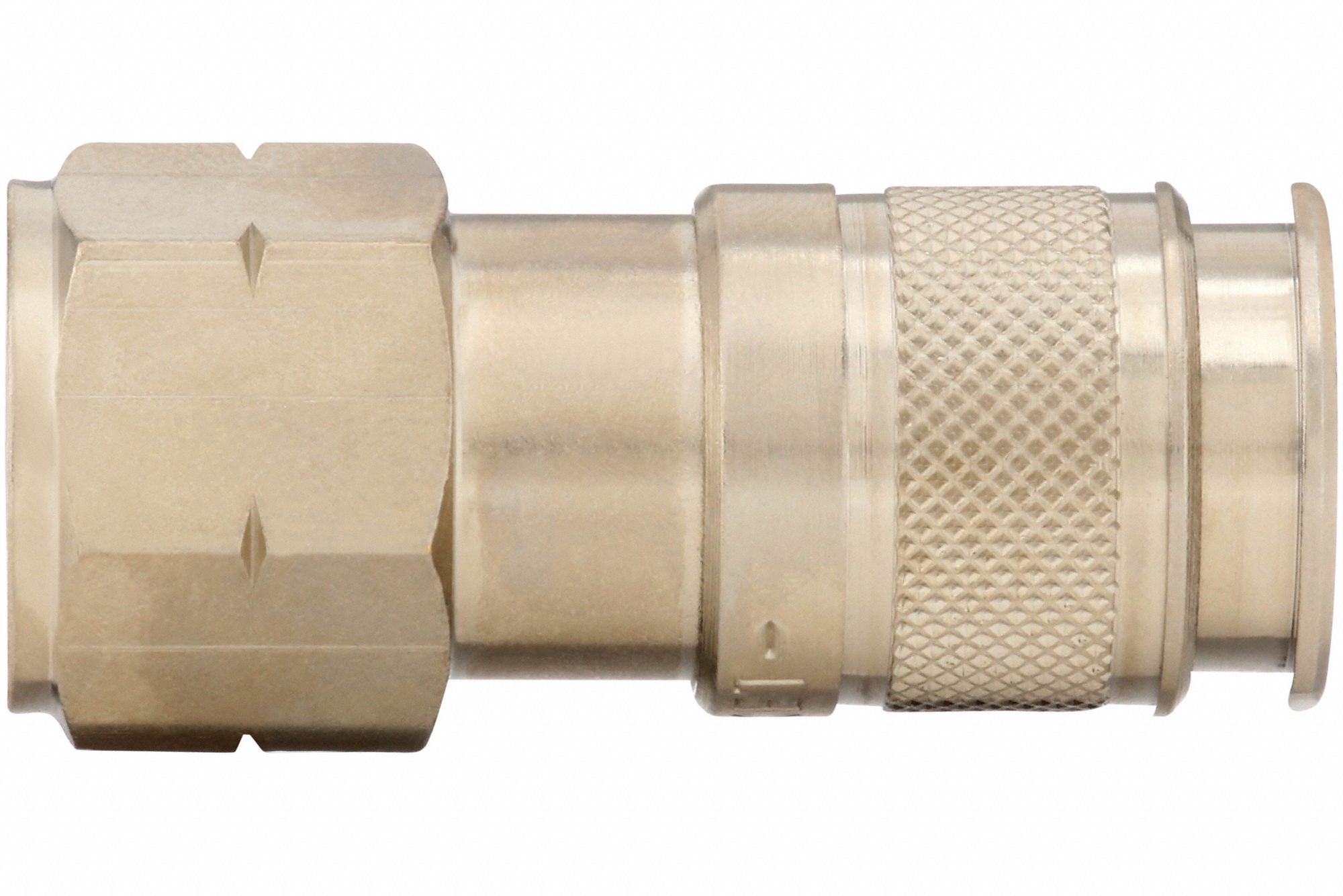 QUICK CONNECT HOSE COUPLING, ¼ IN BODY SIZE, ½ IN HOSE FITTING SIZE, SLEEVE, FNPT, BRASS