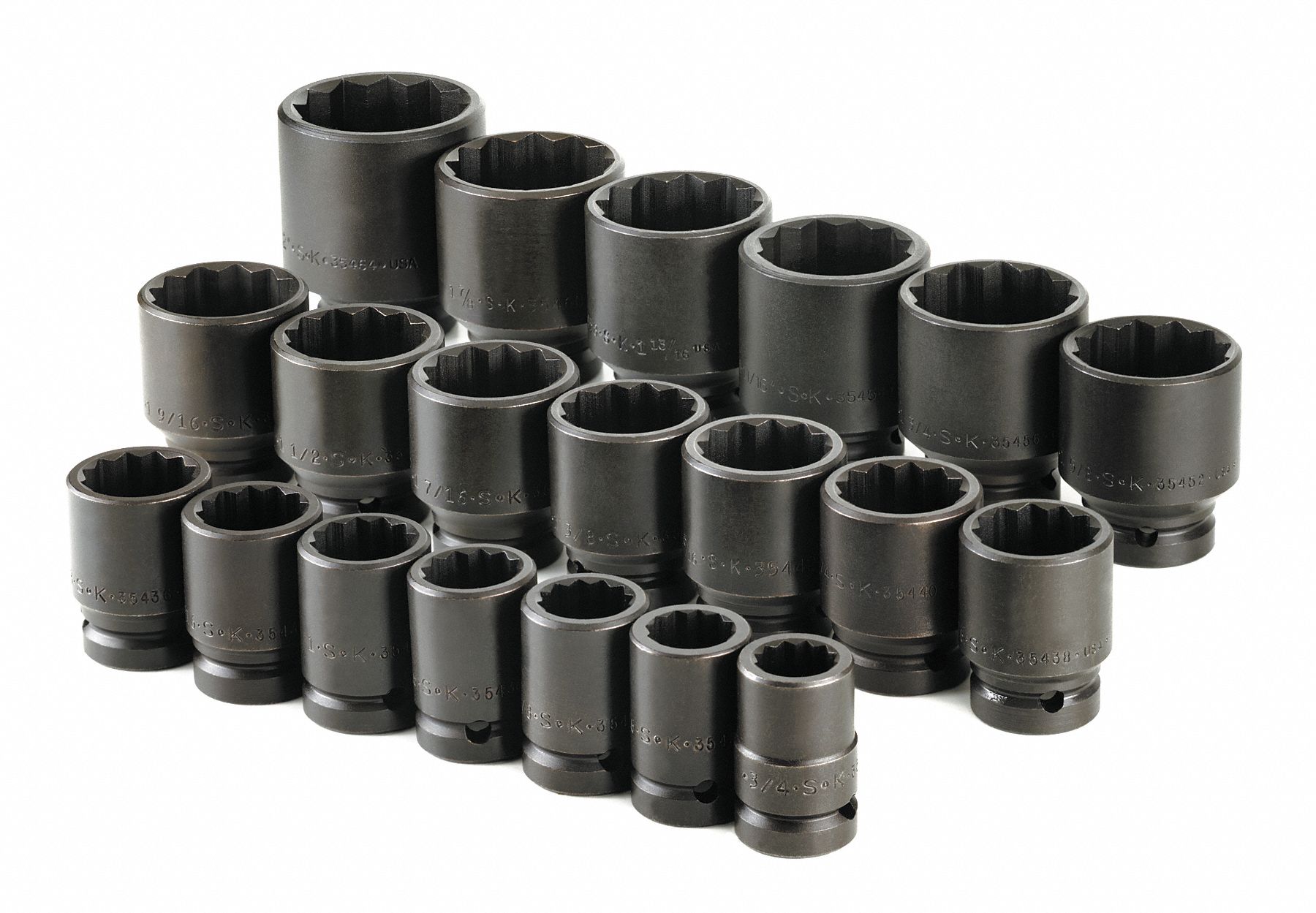 Impact Socket Set, Black Oxide, 3/4 in, Impact Rated No Grainger