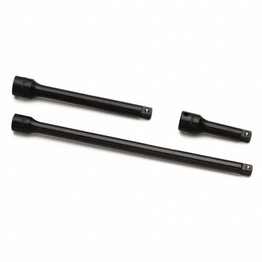 Impact Socket Extension Kit, Black Oxide, Overall Length 3, 6, and 10