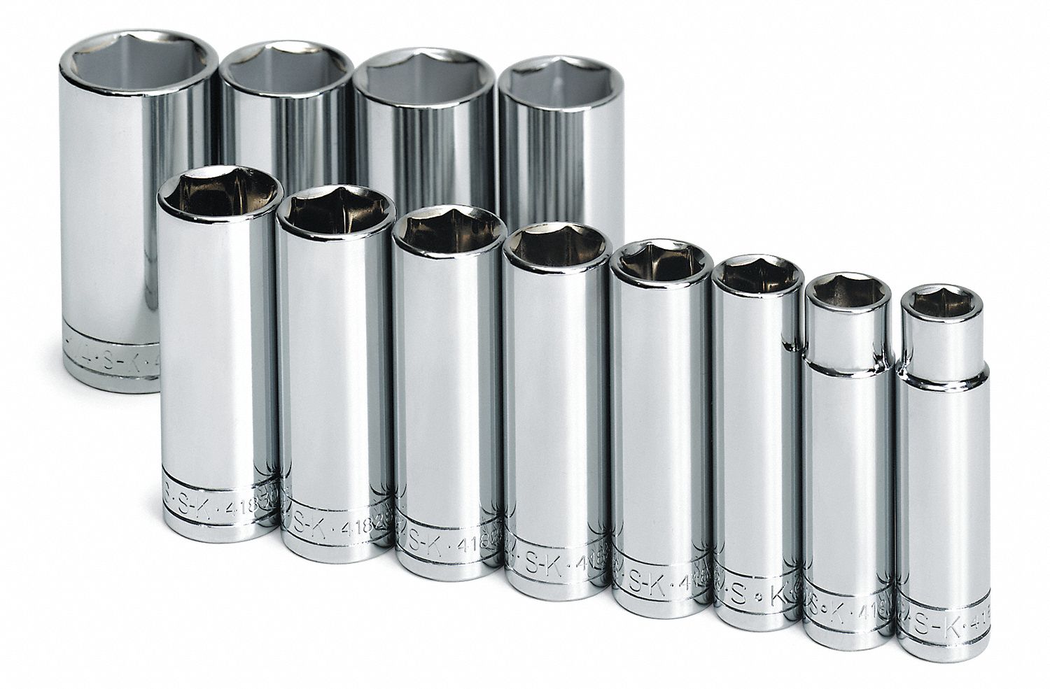 SOCKET SET,1/2 DR,SAE,6 PT DEEP,12