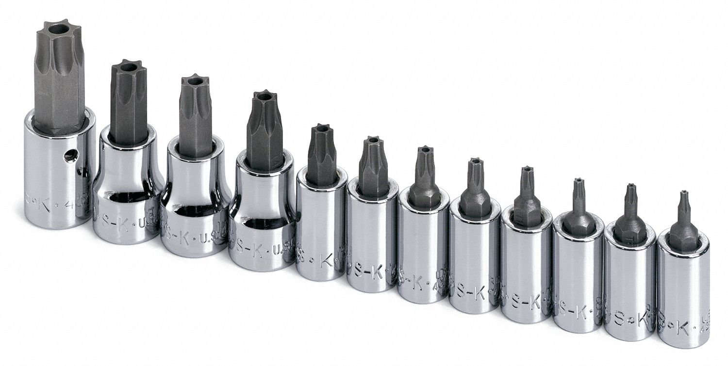 SOCKET SET,1/4,3/8 DR,TORX,TMPRPRF,