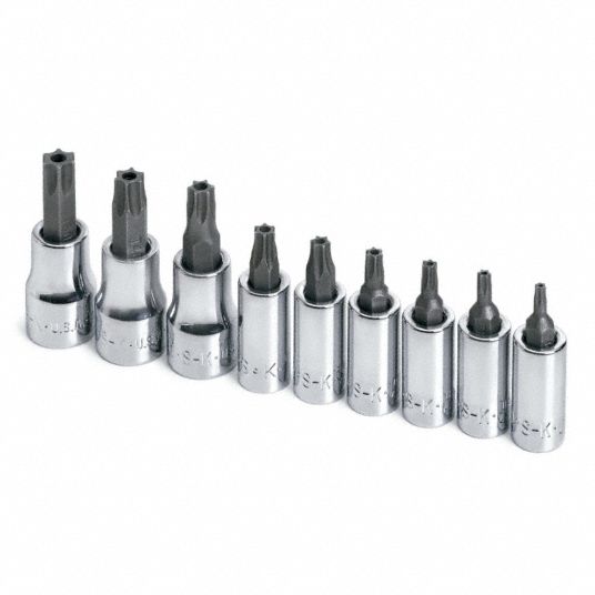 SK PROFESSIONAL TOOLS, 1/4 in_3/8 in Drive Size, 7 Pieces, Socket Bit ...