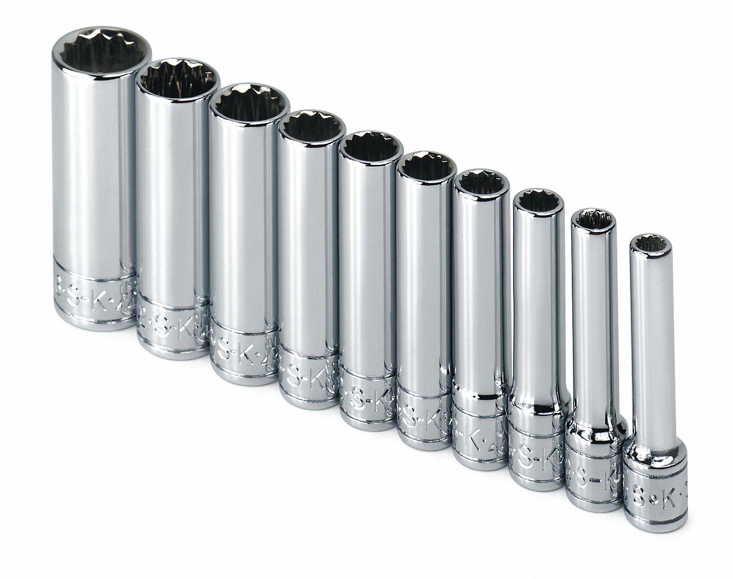 SOCKET SET,1/4 DR,SAE,12 PT DEEP,10