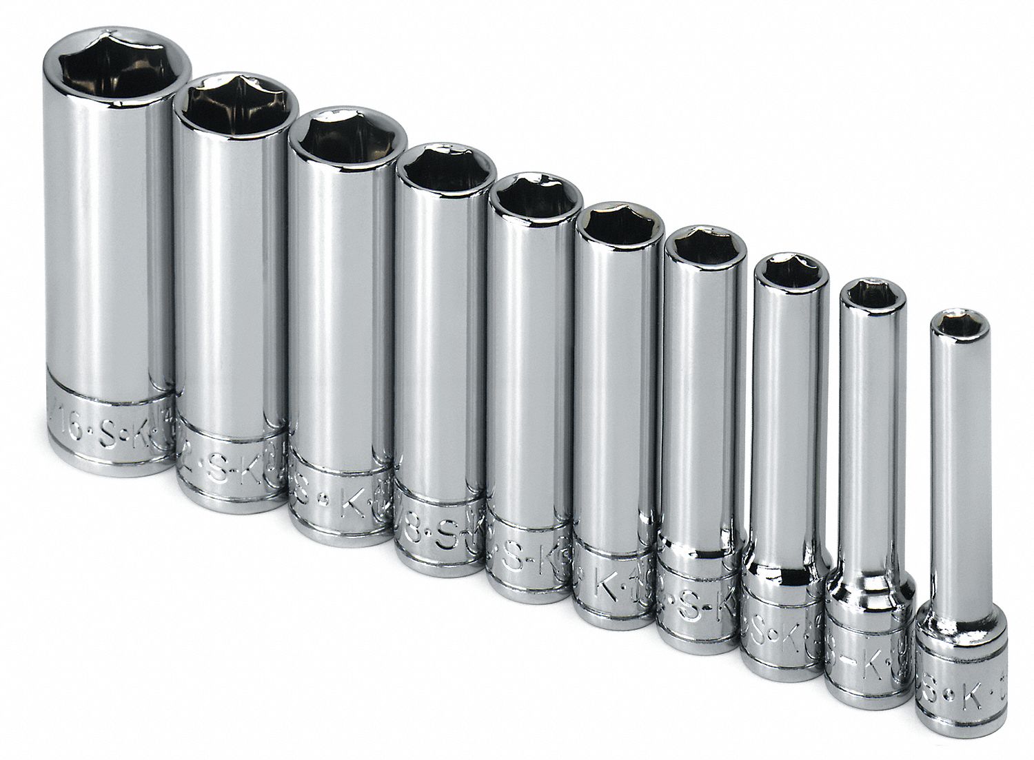 SOCKET SET,1/4 DR,SAE,6 PT DEEP,10