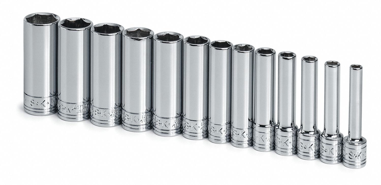 SOCKET SET,1/4 DR,METRIC,6 PT DEEP,