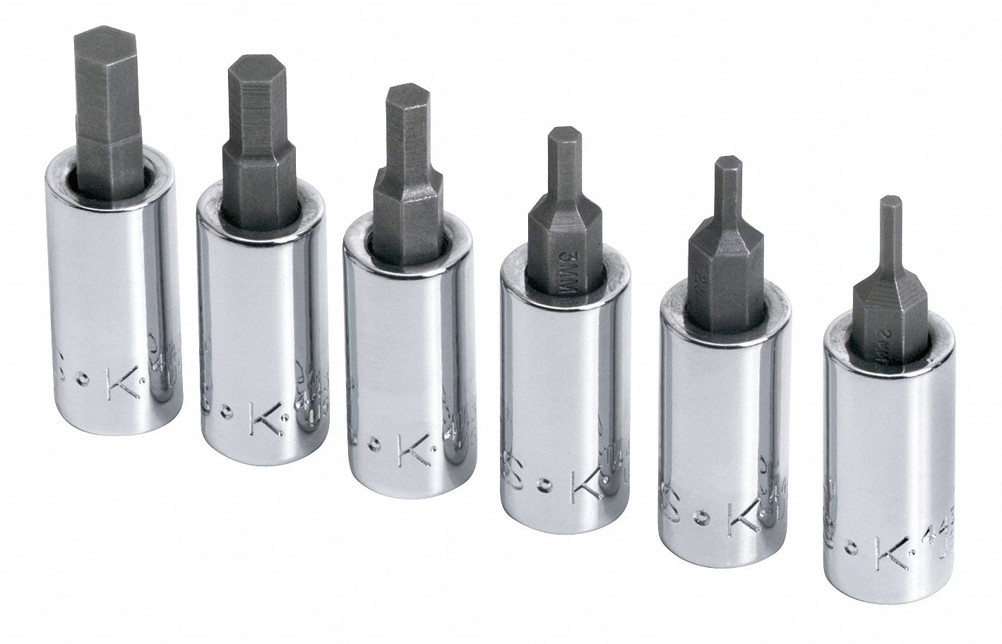 Metric hex bit store socket set