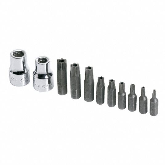 SK PROFESSIONAL TOOLS, 3/8 in Drive Size, 30 Pieces, Socket Bit Set ...