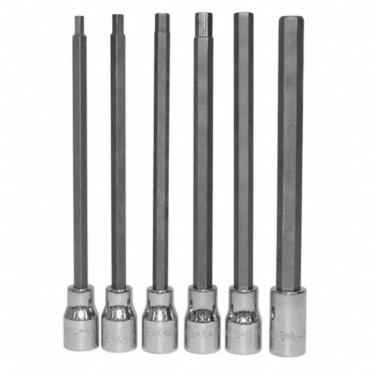 SK PROFESSIONAL TOOLS, 3/8 in Drive Size, 6 Pieces, Socket Bit Set ...