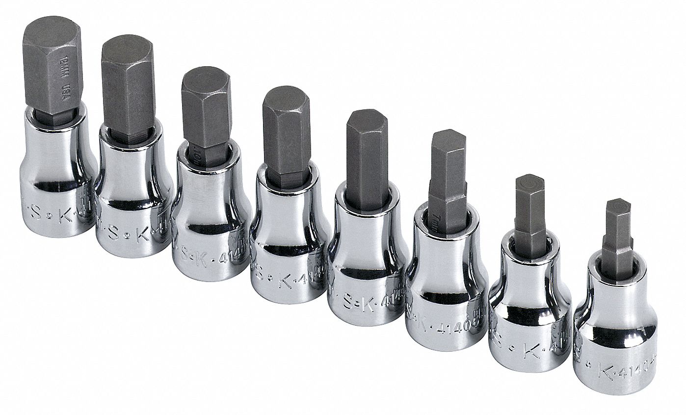 SOCKET BIT SET,3/8 IN. DR,8 PIECE,HEX