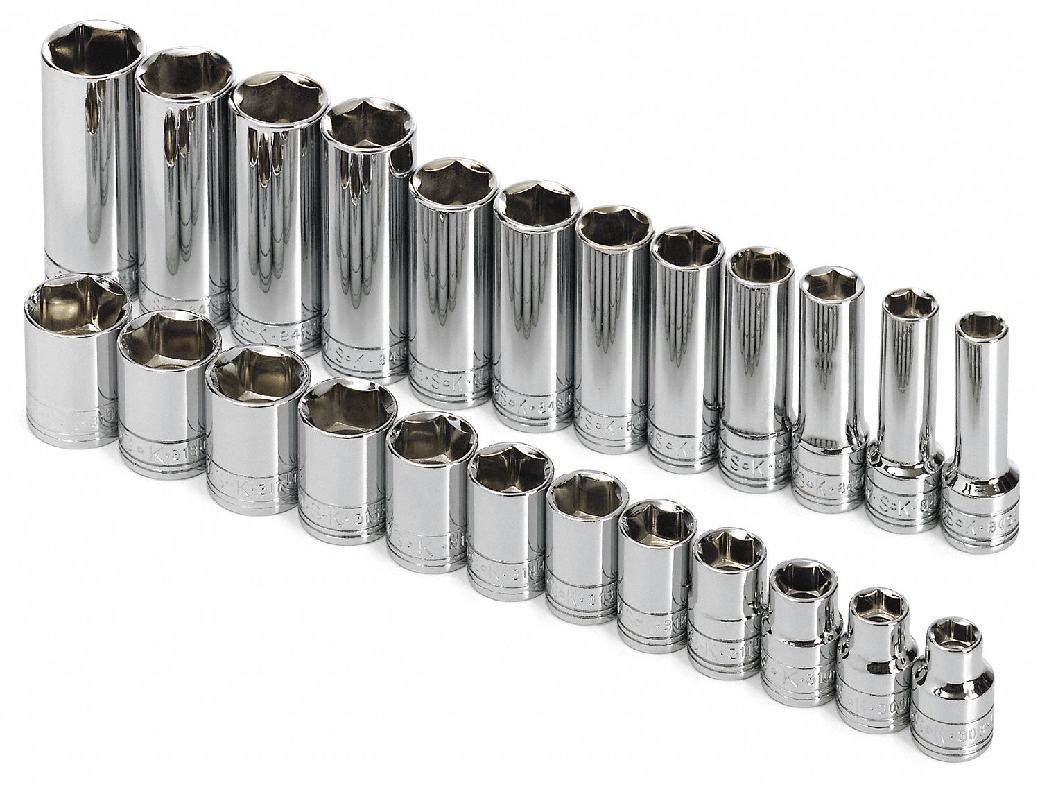 SOCKET SET,3/8 DR,SAE,6 PT,24 PC