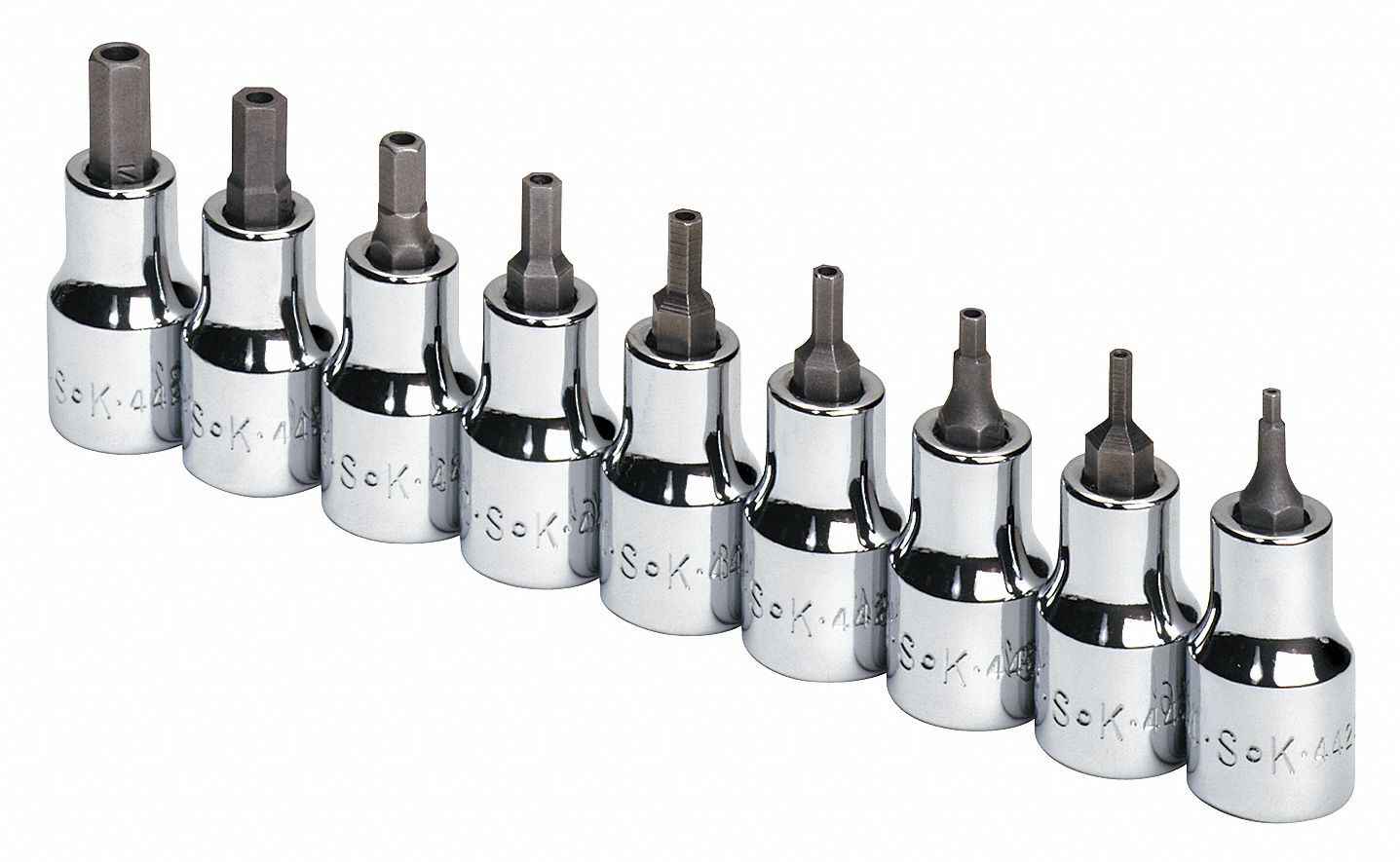 HEX BIT SKT SET,3/8 DR,SAE,TMPR PRF