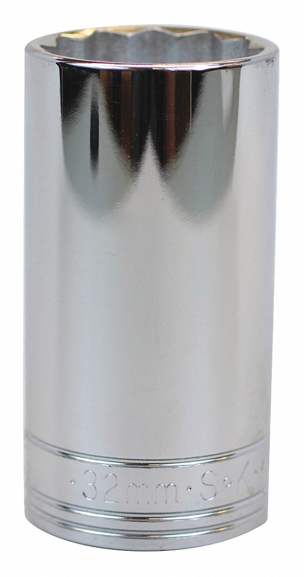 SOCKET,DEEP,1/2 IN DR,12 PT,32MM