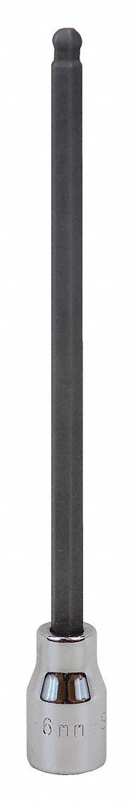 HEX BIT SOCKET,LONG BALL,3/8 IN DR,