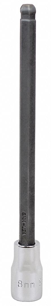 SOCKET BIT,3/8 IN. DR,8MM BALL HEX