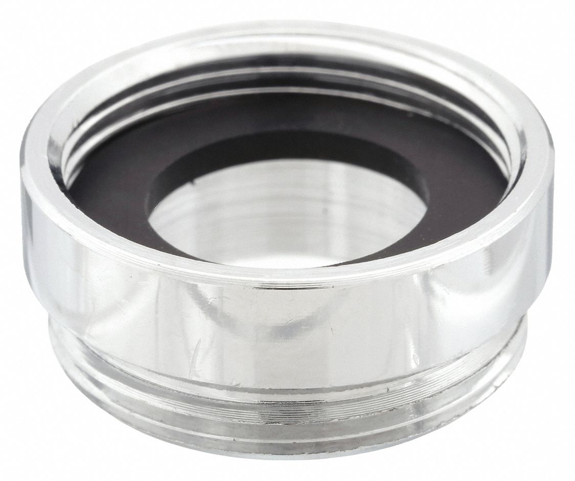 Faucet Outlet Adapter: Brass, Chrome Finish, 55/64"-27 Top Connection Size