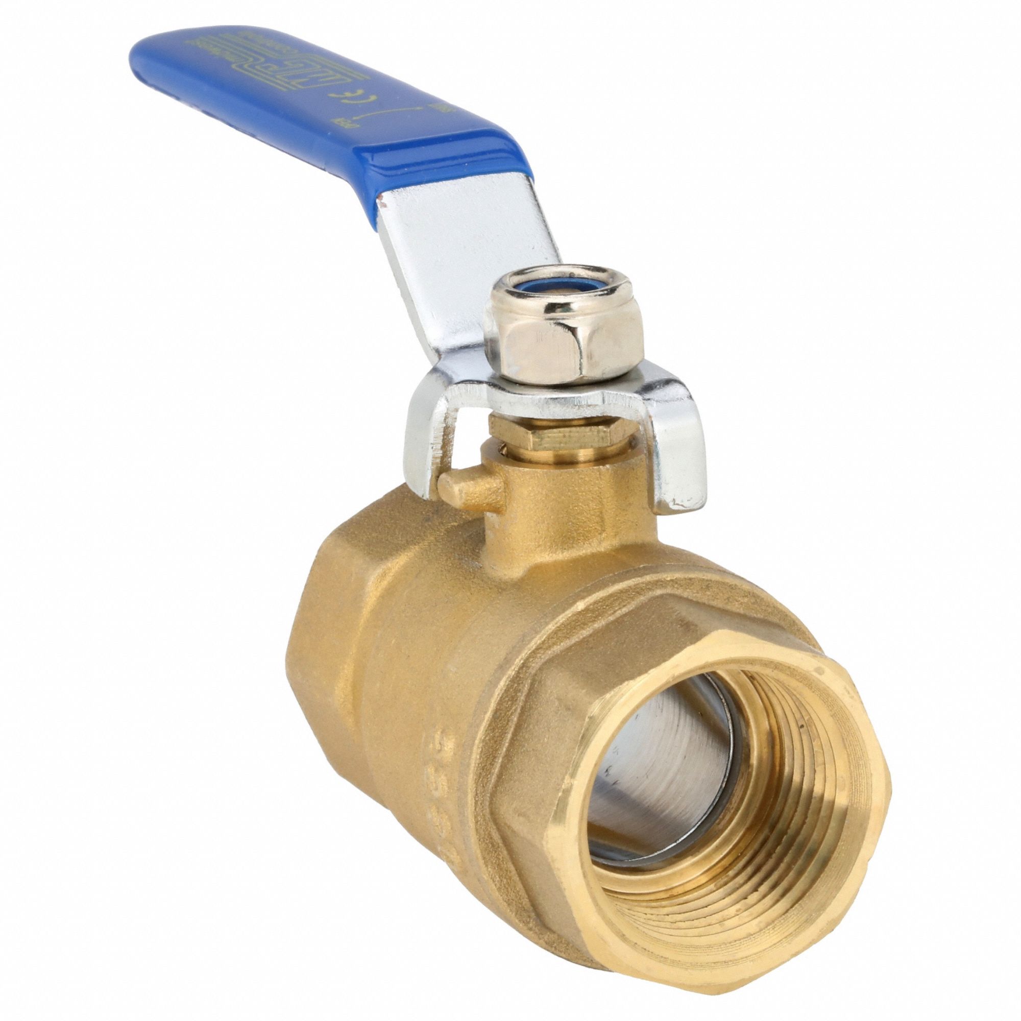 Manual Two-Way Ball Valve: 3/4 in, Brass, Straight, FNPT x FNPT, Full Port Ball Port
