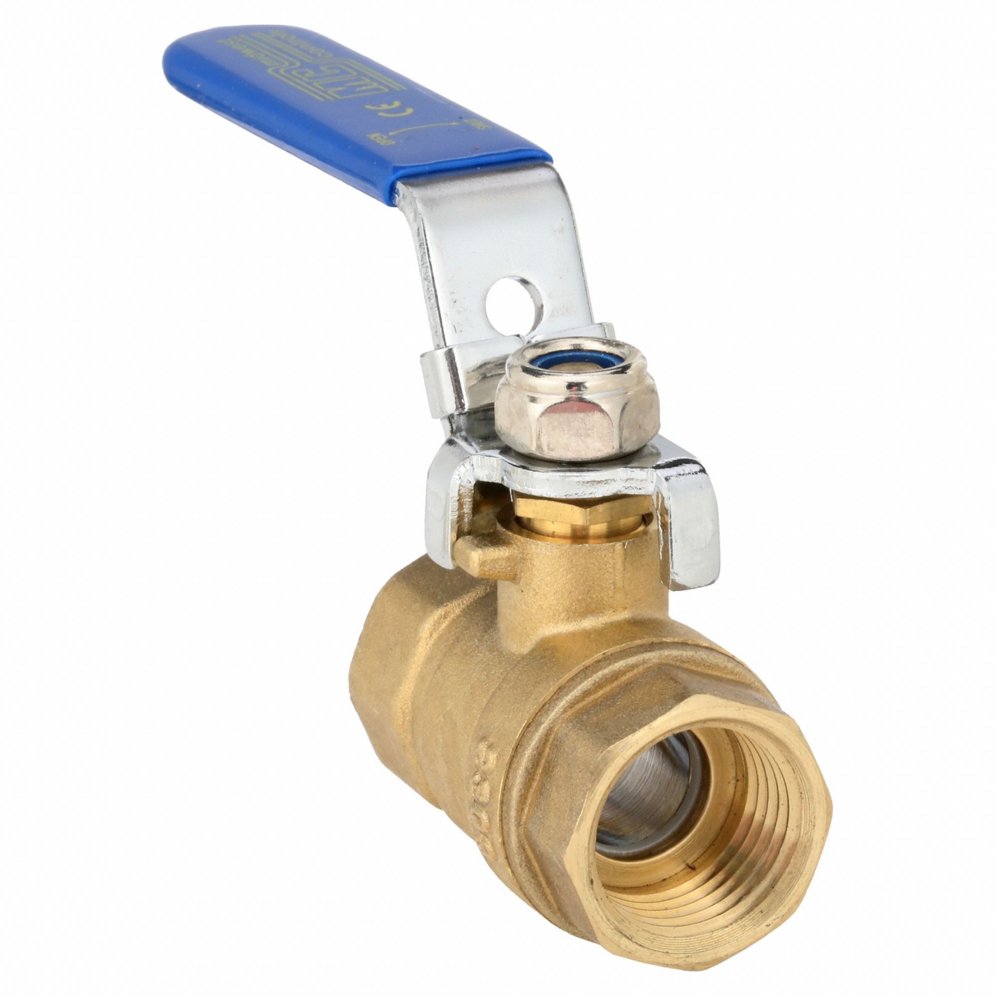 Manual Two-Way Ball Valve: 1/2 in, Brass, Straight, FNPT x FNPT, Full Port Ball Port