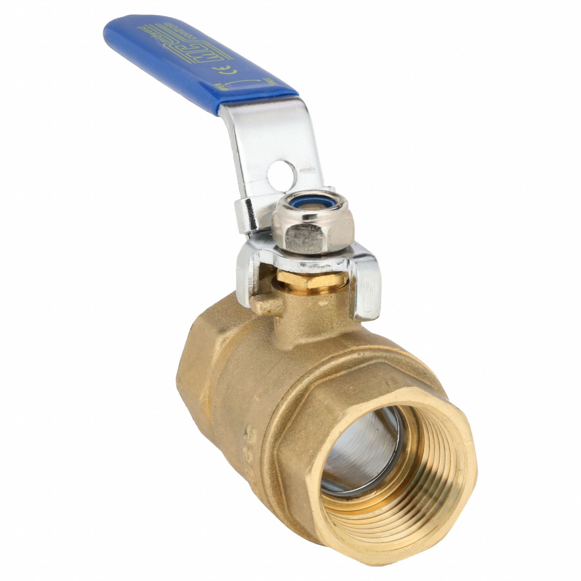 Manual Two-Way Ball Valve: 3/4 in, Brass, Straight, FNPT x FNPT, Full Port Ball Port