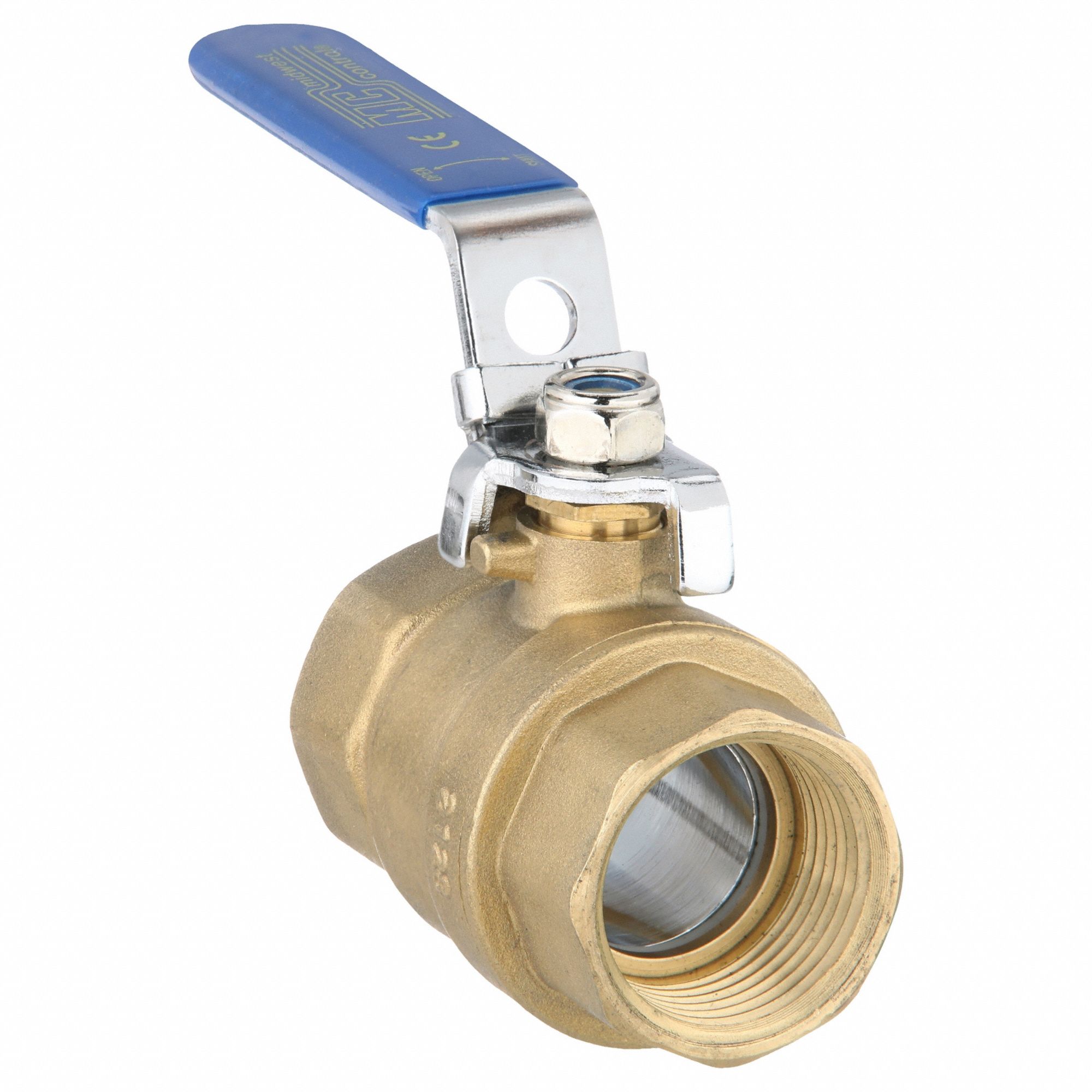 Manual Two-Way Ball Valve: 1 in, Brass, Straight, FNPT x FNPT, Full Port Ball Port